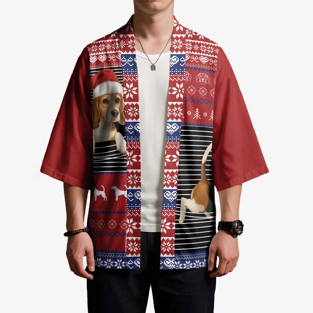 Lovely Beagle Christmas Kimono Xmas Holiday Patterns - Wonder Print Shop
