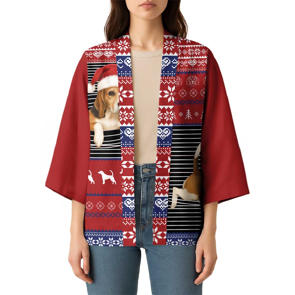 Lovely Beagle Christmas Kimono Xmas Holiday Patterns - Wonder Print Shop