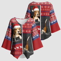 Lovely Beagle Christmas Kimono Sleeve Blouse Xmas Holiday Patterns - Wonder Print Shop