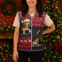Lovely Beagle Christmas Knitted V-Neck Vest Xmas Holiday Patterns - Wonder Print Shop