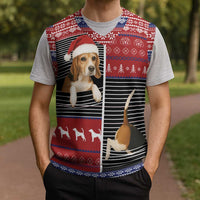 Lovely Beagle Christmas Knitted V-Neck Vest Xmas Holiday Patterns - Wonder Print Shop
