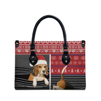 Lovely Beagle Christmas Leather Bag Xmas Holiday Patterns - Wonder Print Shop