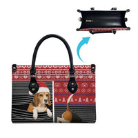 Lovely Beagle Christmas Leather Bag Xmas Holiday Patterns - Wonder Print Shop