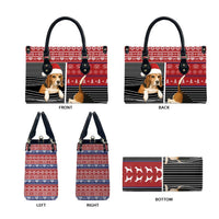 Lovely Beagle Christmas Leather Bag Xmas Holiday Patterns - Wonder Print Shop