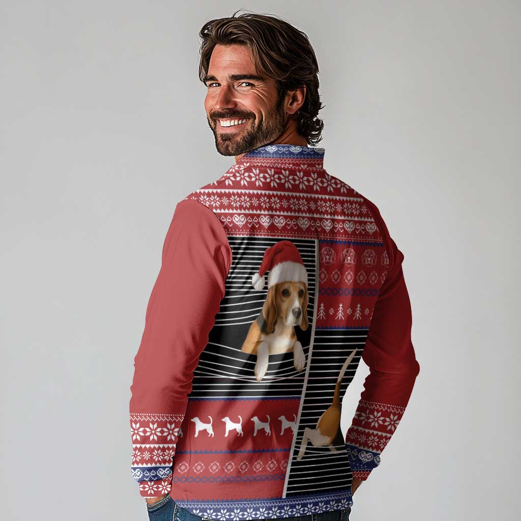 Lovely Beagle Christmas Long Sleeve Polo Shirt Xmas Holiday Patterns - Wonder Print Shop