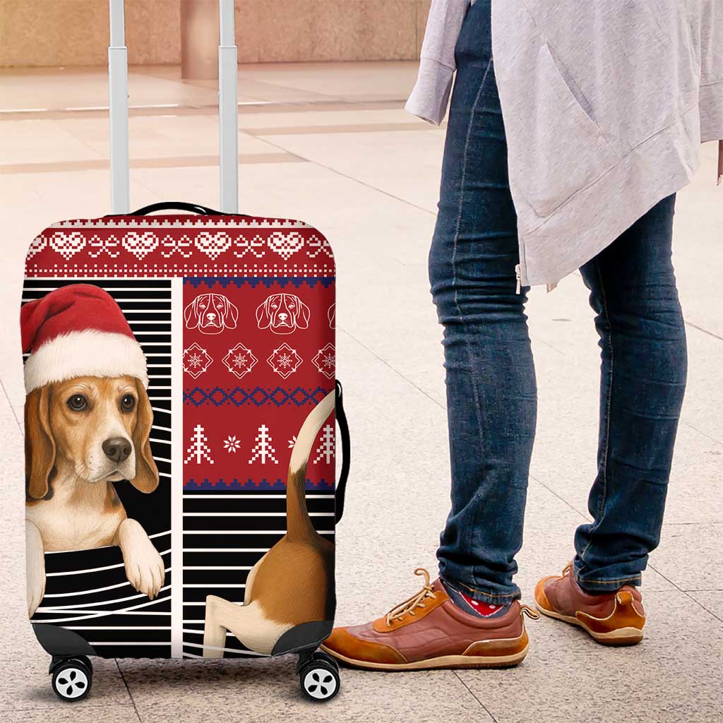 Lovely Beagle Christmas Luggage Cover Xmas Holiday Patterns - Wonder Print Shop
