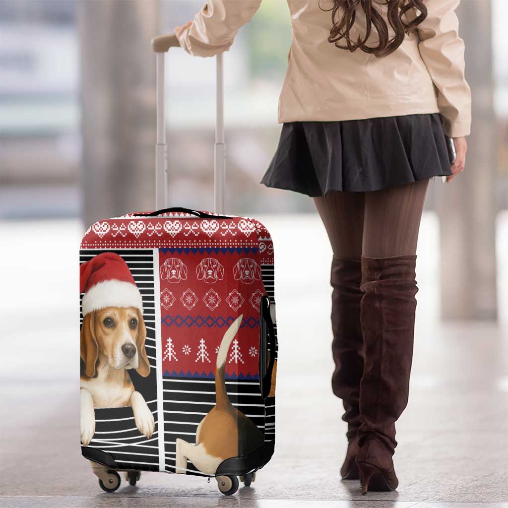 Lovely Beagle Christmas Luggage Cover Xmas Holiday Patterns - Wonder Print Shop