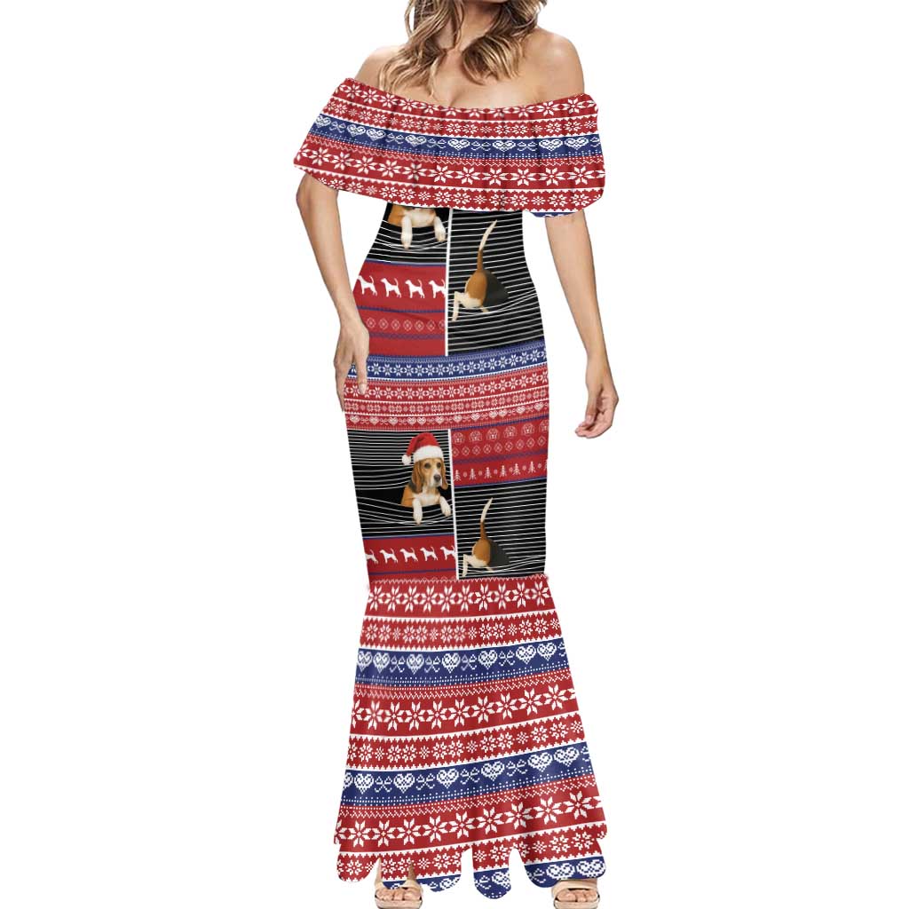 Lovely Beagle Christmas Mermaid Dress Xmas Holiday Patterns - Wonder Print Shop