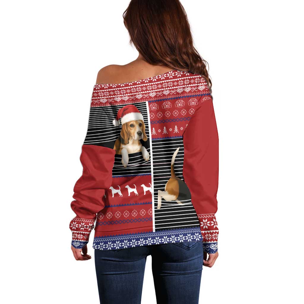 Lovely Beagle Christmas Off Shoulder Sweater Xmas Holiday Patterns - Wonder Print Shop