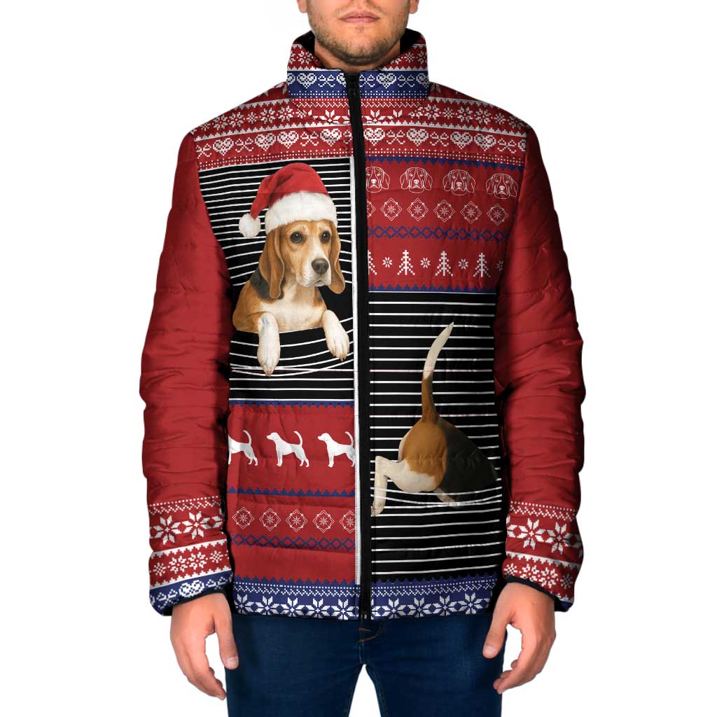 Lovely Beagle Christmas Padded Jacket Xmas Holiday Patterns - Wonder Print Shop