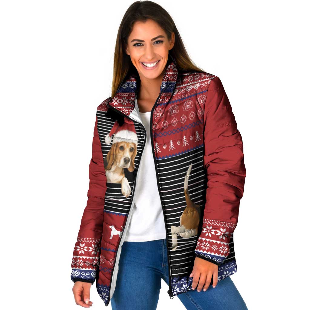 Lovely Beagle Christmas Padded Jacket Xmas Holiday Patterns - Wonder Print Shop
