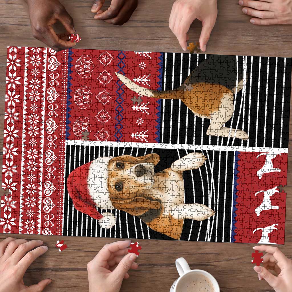 Lovely Beagle Christmas Puzzle Xmas Holiday Patterns - Wonder Print Shop