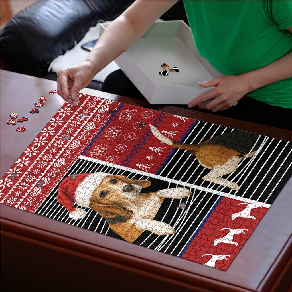 Lovely Beagle Christmas Puzzle Xmas Holiday Patterns - Wonder Print Shop