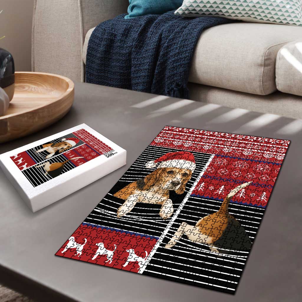 Lovely Beagle Christmas Puzzle Xmas Holiday Patterns - Wonder Print Shop