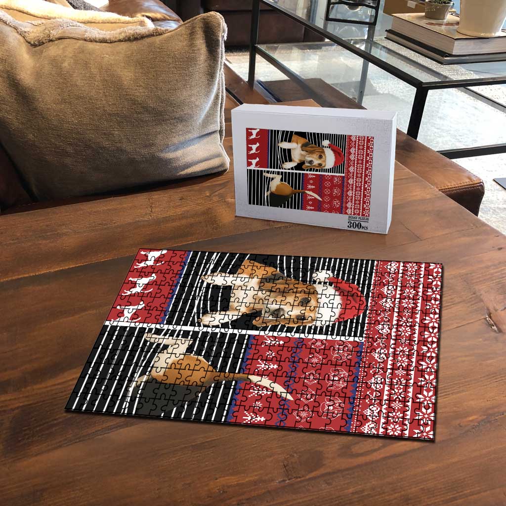 Lovely Beagle Christmas Puzzle Xmas Holiday Patterns - Wonder Print Shop