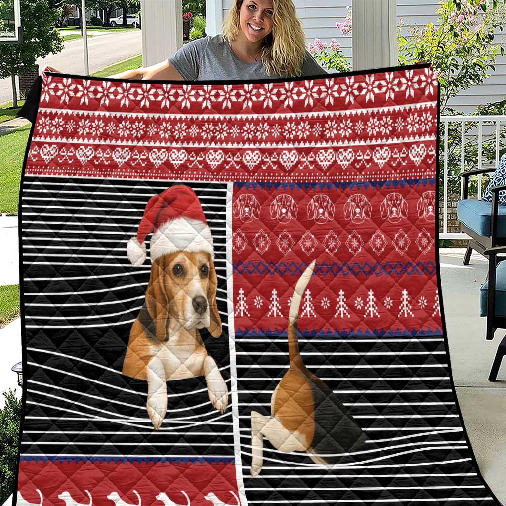 Lovely Beagle Christmas Quilt Xmas Holiday Patterns - Wonder Print Shop
