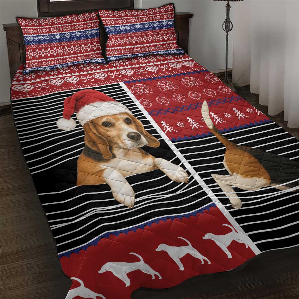 Lovely Beagle Christmas Quilt Bed Set Xmas Holiday Patterns - Wonder Print Shop