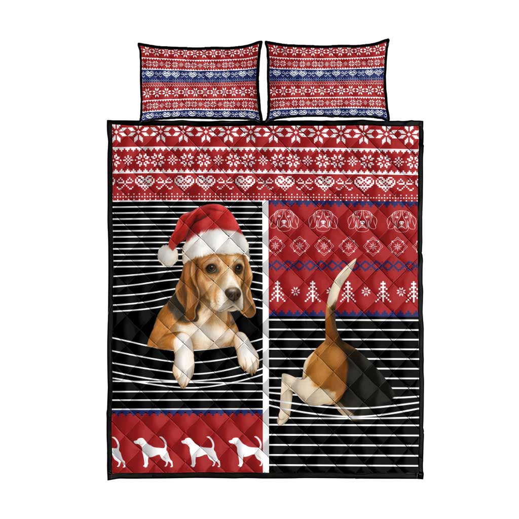 Lovely Beagle Christmas Quilt Bed Set Xmas Holiday Patterns - Wonder Print Shop