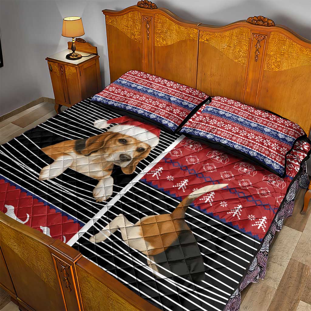 Lovely Beagle Christmas Quilt Bed Set Xmas Holiday Patterns - Wonder Print Shop