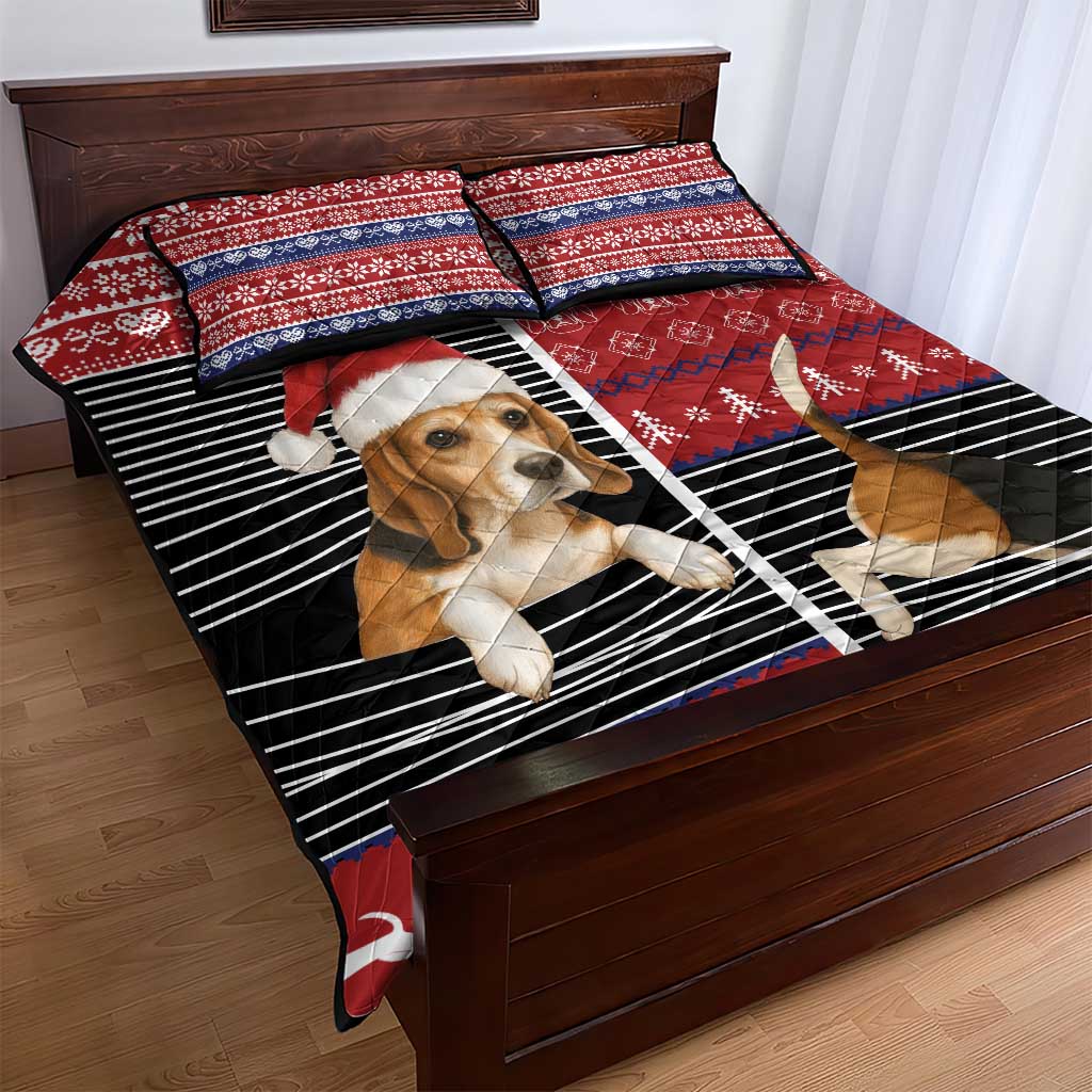 Lovely Beagle Christmas Quilt Bed Set Xmas Holiday Patterns - Wonder Print Shop