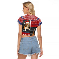 Lovely Beagle Christmas Raglan Cropped T Shirt Xmas Holiday Patterns - Wonder Print Shop