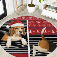 Lovely Beagle Christmas Round Carpet Xmas Holiday Patterns - Wonder Print Shop