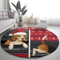 Lovely Beagle Christmas Round Carpet Xmas Holiday Patterns - Wonder Print Shop
