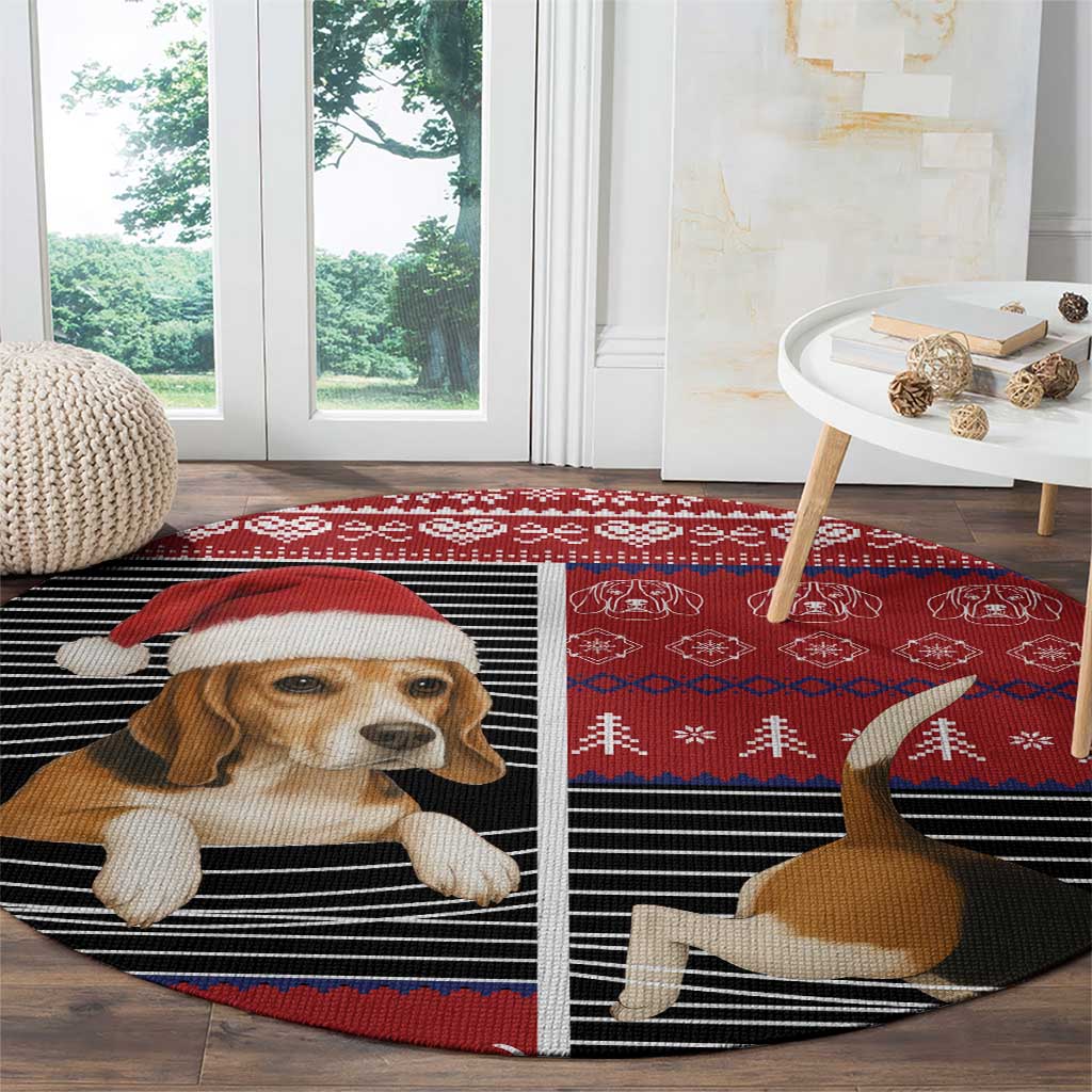 Lovely Beagle Christmas Round Carpet Xmas Holiday Patterns - Wonder Print Shop
