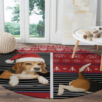 Lovely Beagle Christmas Round Carpet Xmas Holiday Patterns - Wonder Print Shop