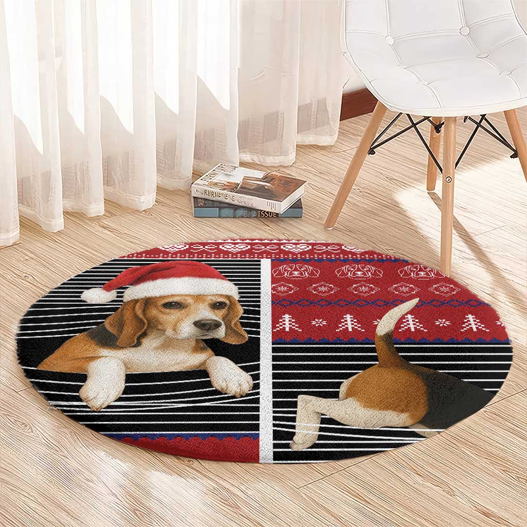 Lovely Beagle Christmas Round Carpet Xmas Holiday Patterns - Wonder Print Shop