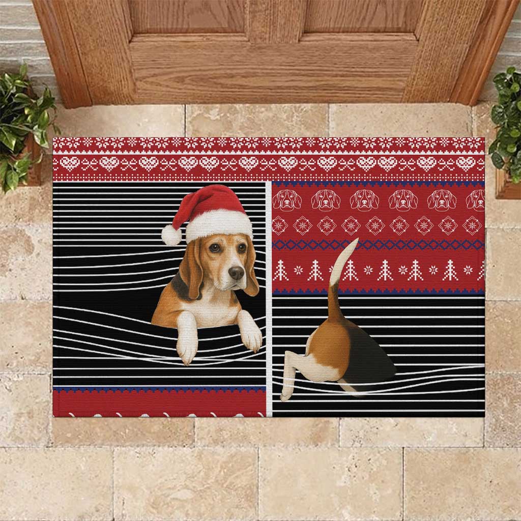 Lovely Beagle Christmas Rubber Doormat Xmas Holiday Patterns - Wonder Print Shop