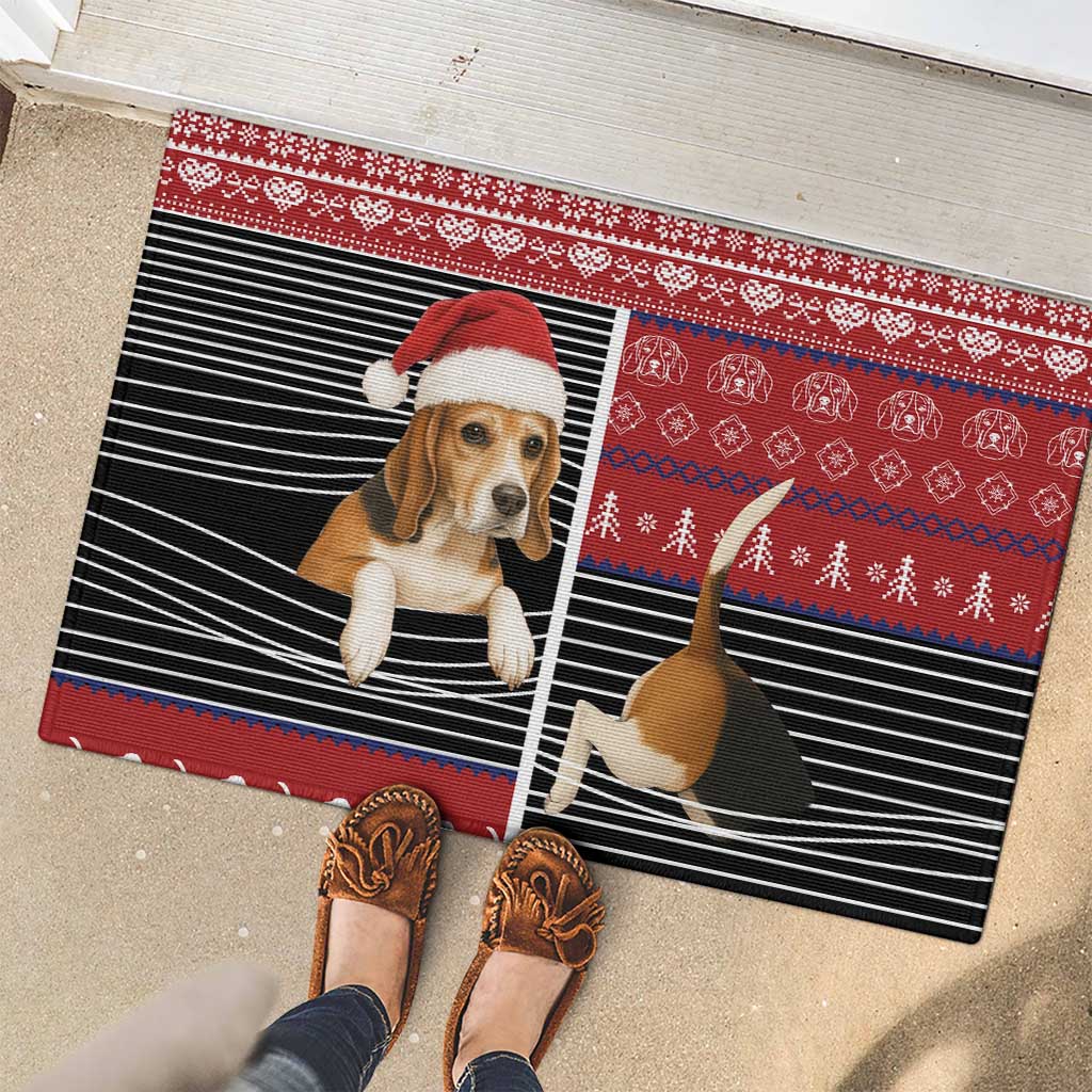 Lovely Beagle Christmas Rubber Doormat Xmas Holiday Patterns - Wonder Print Shop