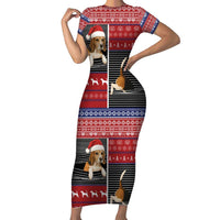 Lovely Beagle Christmas Short Sleeve Bodycon Dress Xmas Holiday Patterns - Wonder Print Shop