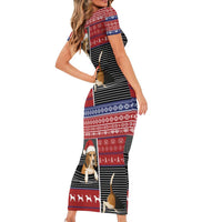 Lovely Beagle Christmas Short Sleeve Bodycon Dress Xmas Holiday Patterns - Wonder Print Shop