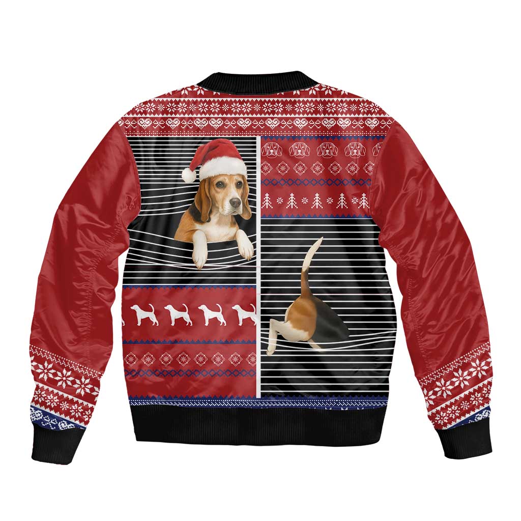Lovely Beagle Christmas Sleeve Zip Bomber Jacket Xmas Holiday Patterns - Wonder Print Shop