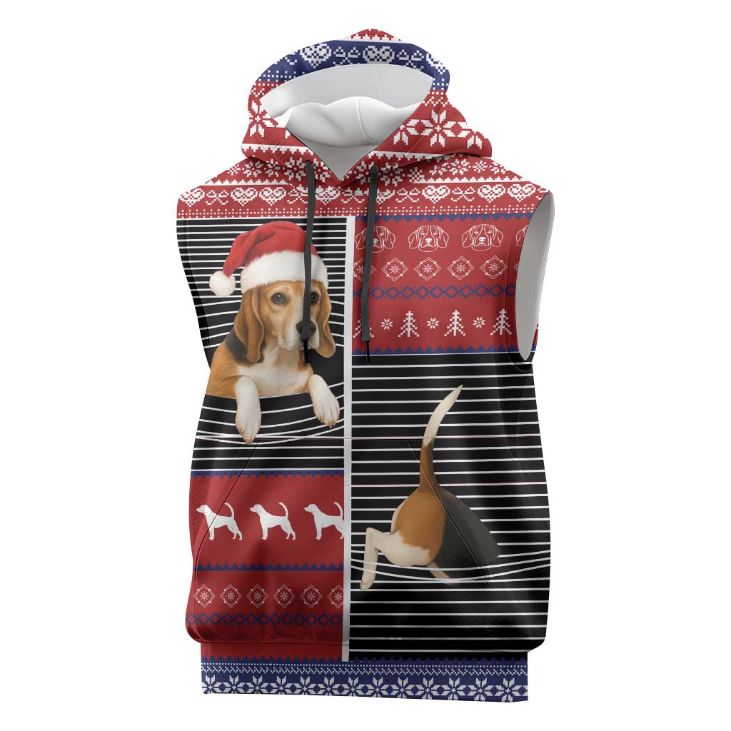 Lovely Beagle Christmas Sleeveless Hoodie Xmas Holiday Patterns - Wonder Print Shop