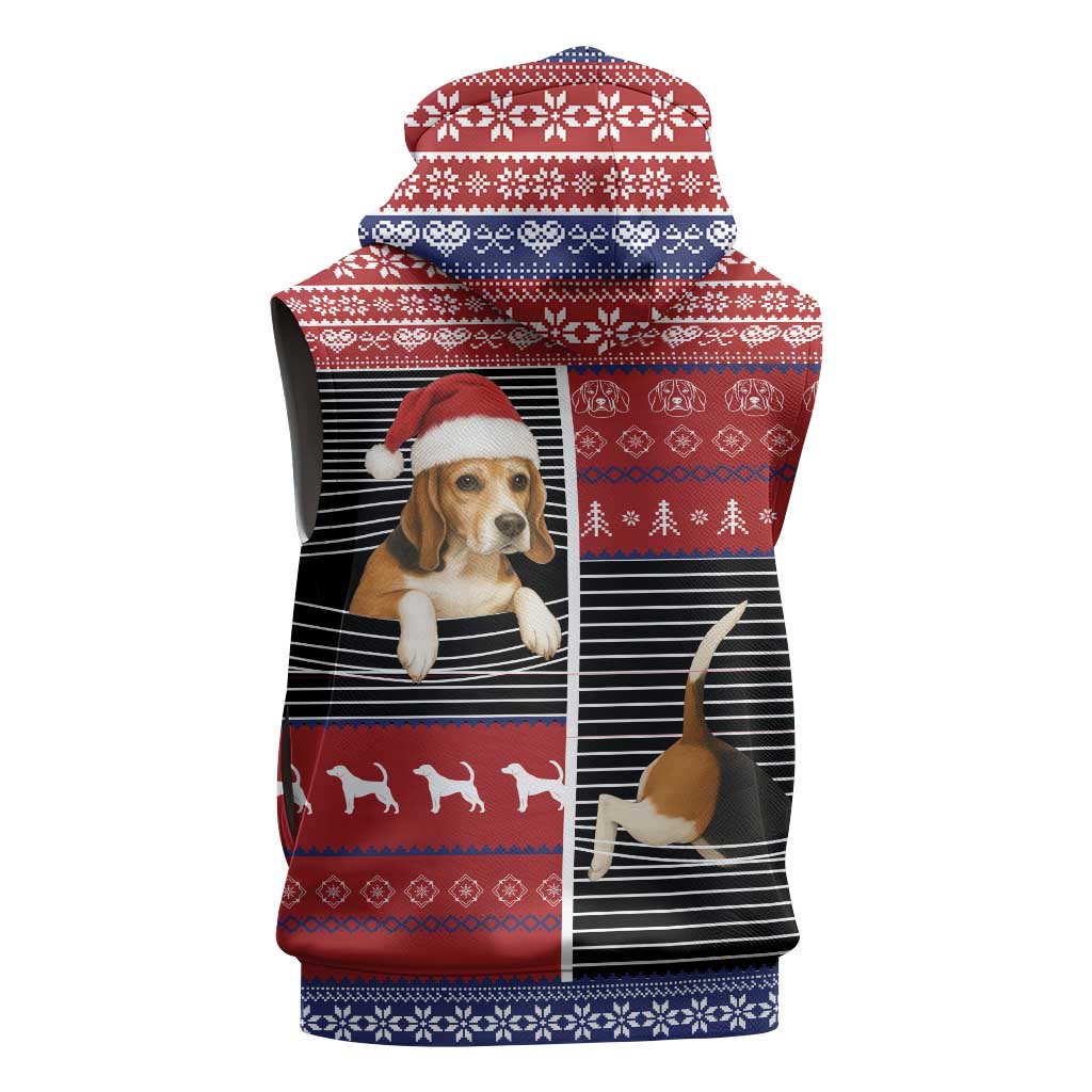 Lovely Beagle Christmas Sleeveless Hoodie Xmas Holiday Patterns - Wonder Print Shop