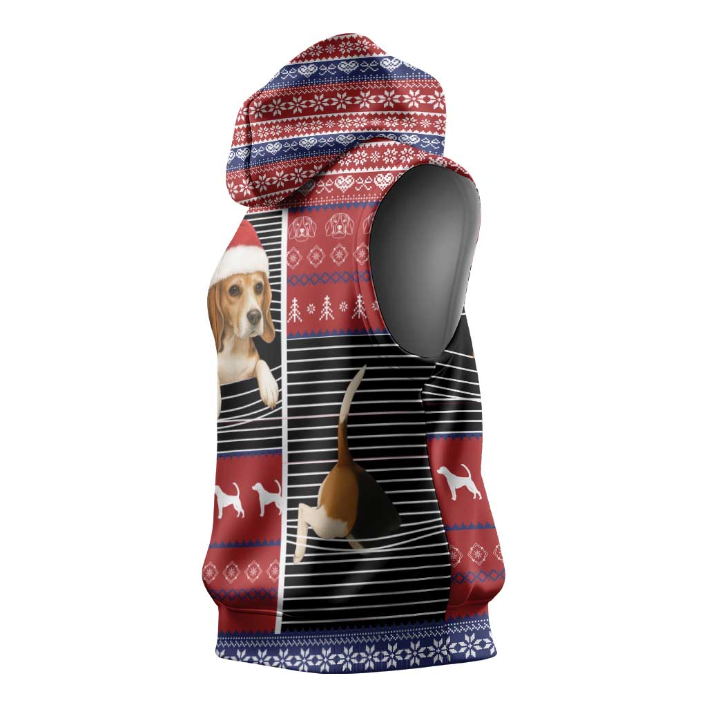 Lovely Beagle Christmas Sleeveless Hoodie Xmas Holiday Patterns - Wonder Print Shop