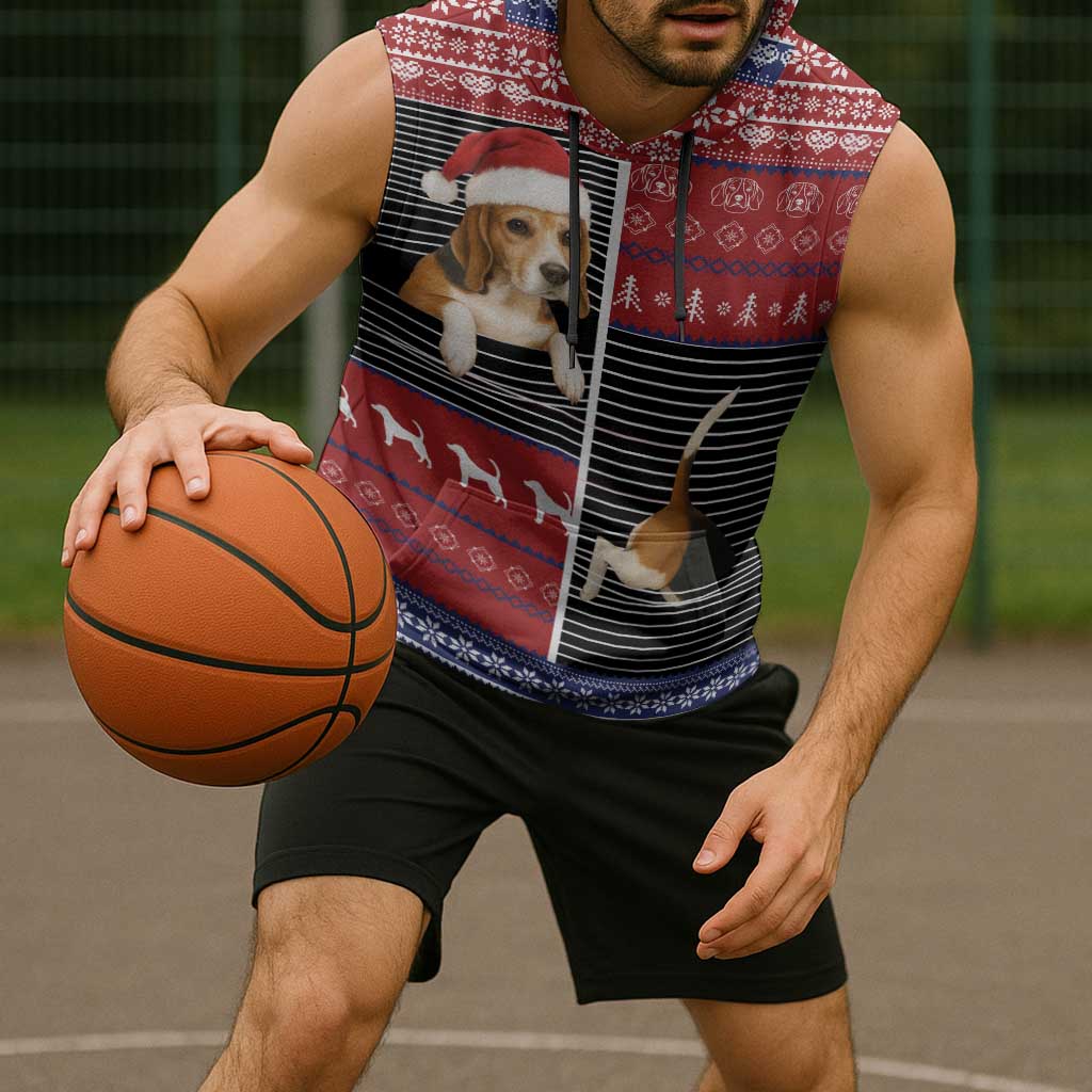 Lovely Beagle Christmas Sleeveless Hoodie Xmas Holiday Patterns - Wonder Print Shop