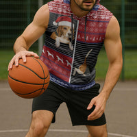 Lovely Beagle Christmas Sleeveless Hoodie Xmas Holiday Patterns - Wonder Print Shop