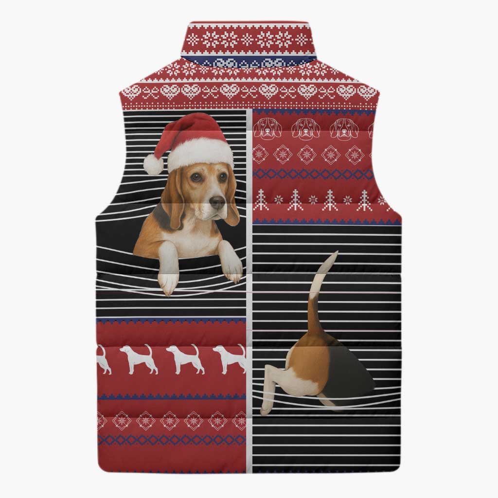 Lovely Beagle Christmas Sleeveless Puffer Jacket Xmas Holiday Patterns - Wonder Print Shop