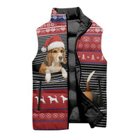 Lovely Beagle Christmas Sleeveless Puffer Jacket Xmas Holiday Patterns - Wonder Print Shop