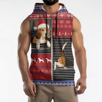 Lovely Beagle Christmas Sleeveless Zip Hoodie Xmas Holiday Patterns - Wonder Print Shop