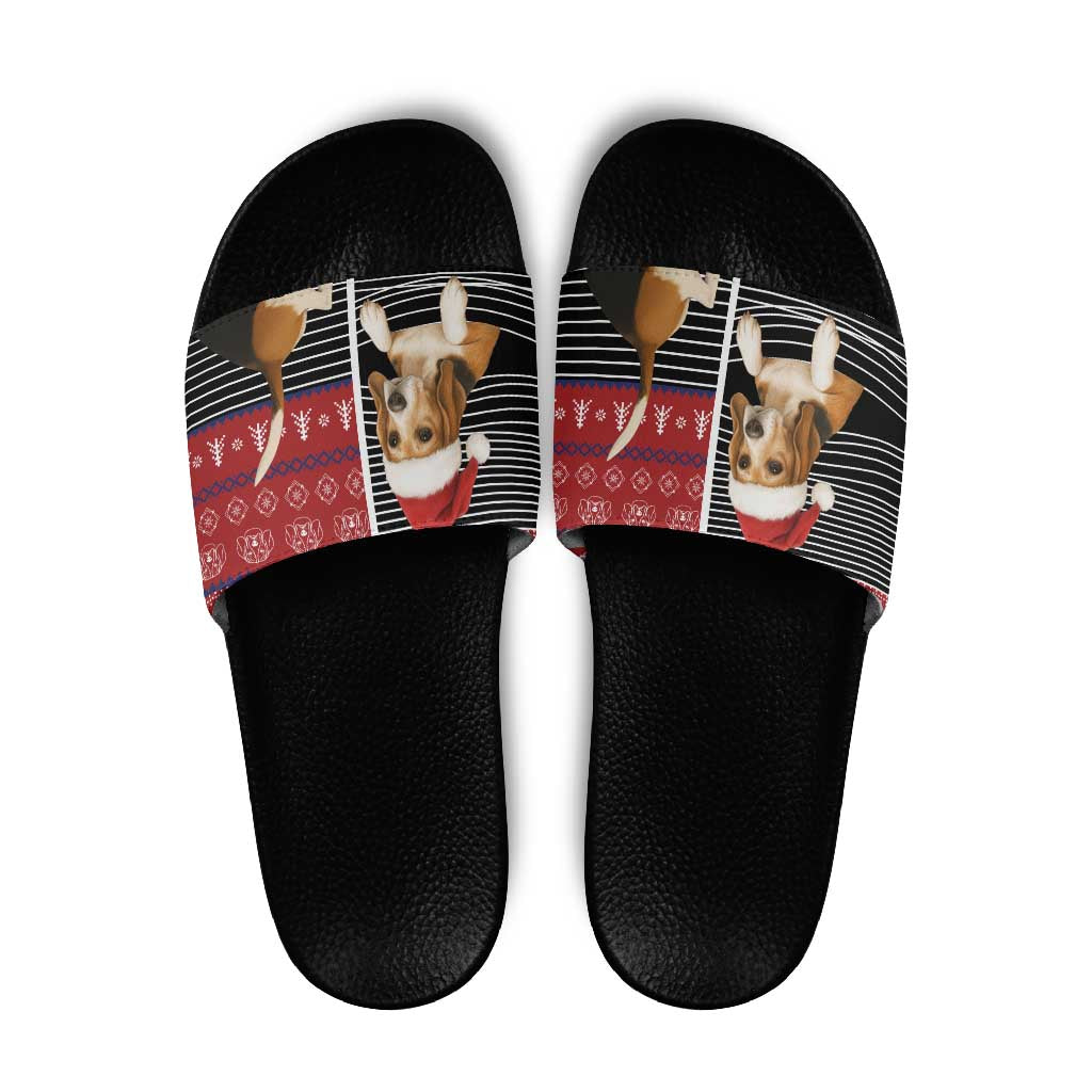 Lovely Beagle Christmas Slide Sandals Xmas Holiday Patterns - Wonder Print Shop