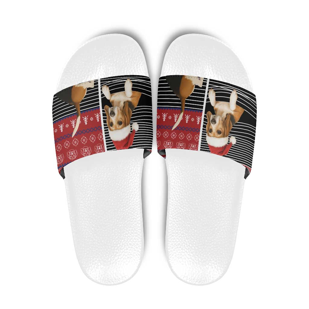 Lovely Beagle Christmas Slide Sandals Xmas Holiday Patterns - Wonder Print Shop