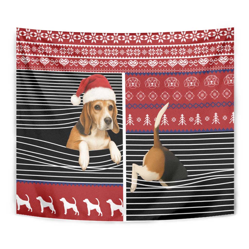 Lovely Beagle Christmas Tapestry Xmas Holiday Patterns - Wonder Print Shop