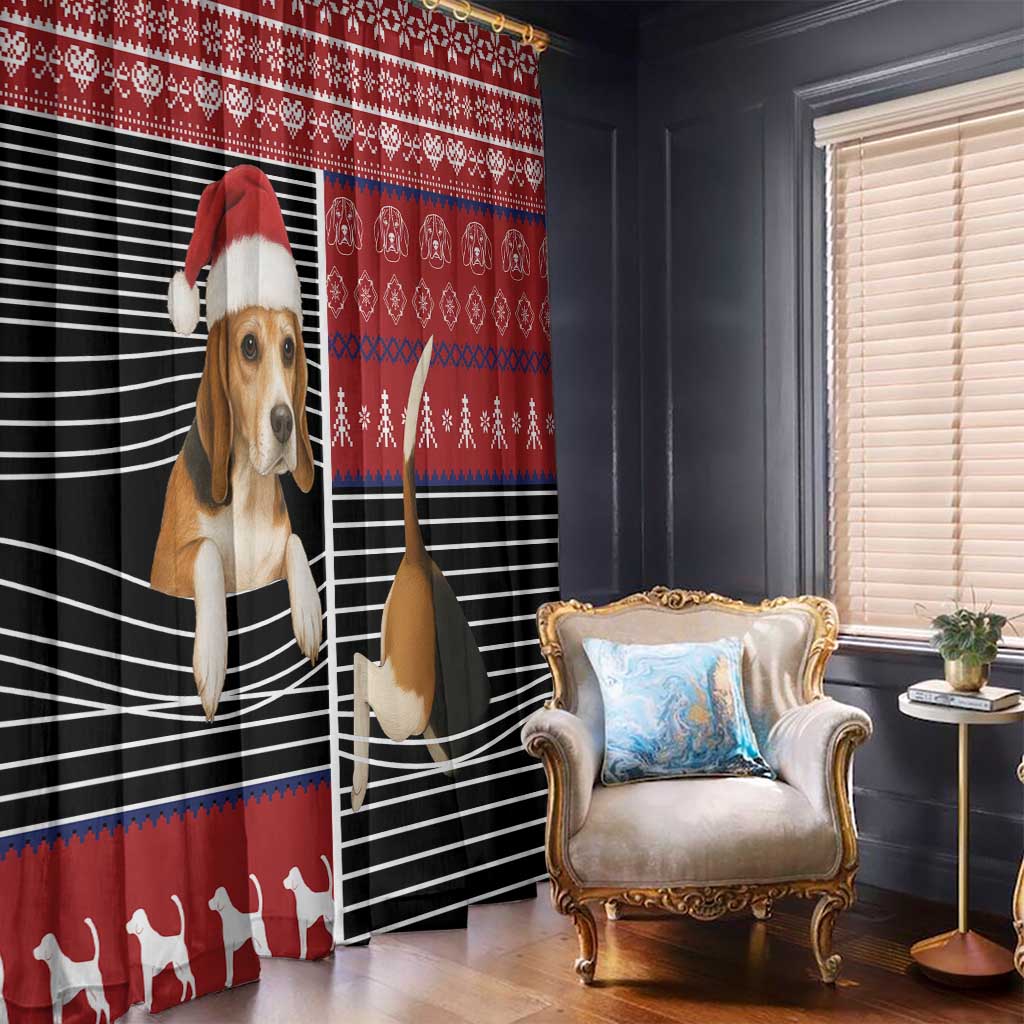 Lovely Beagle Christmas Window Curtain Xmas Holiday Patterns - Wonder Print Shop