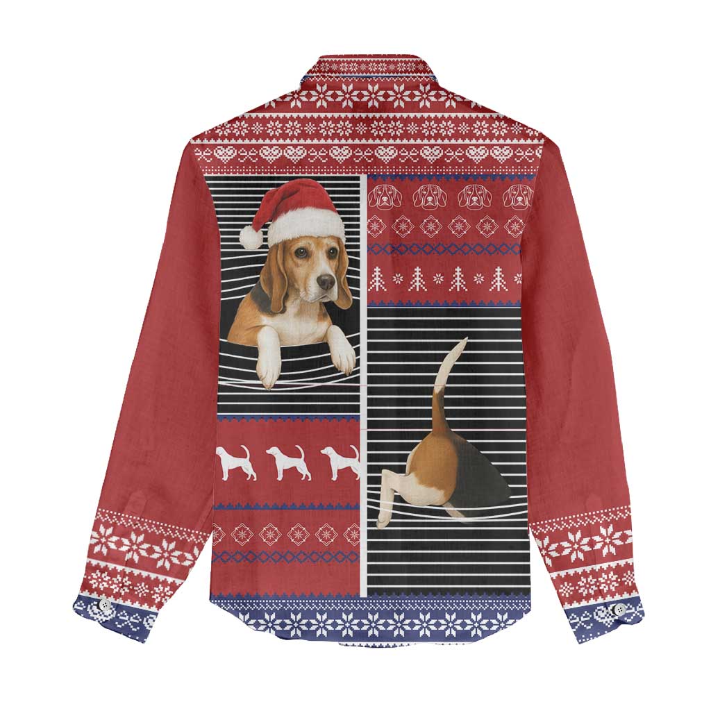 Lovely Beagle Christmas Women Casual Shirt Xmas Holiday Patterns - Wonder Print Shop