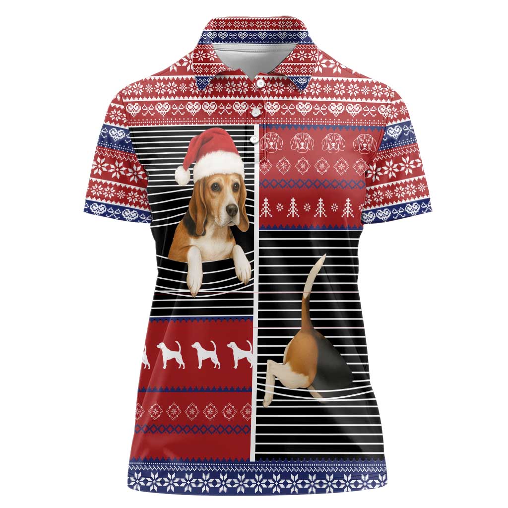 Lovely Beagle Christmas Women Polo Shirt Xmas Holiday Patterns - Wonder Print Shop