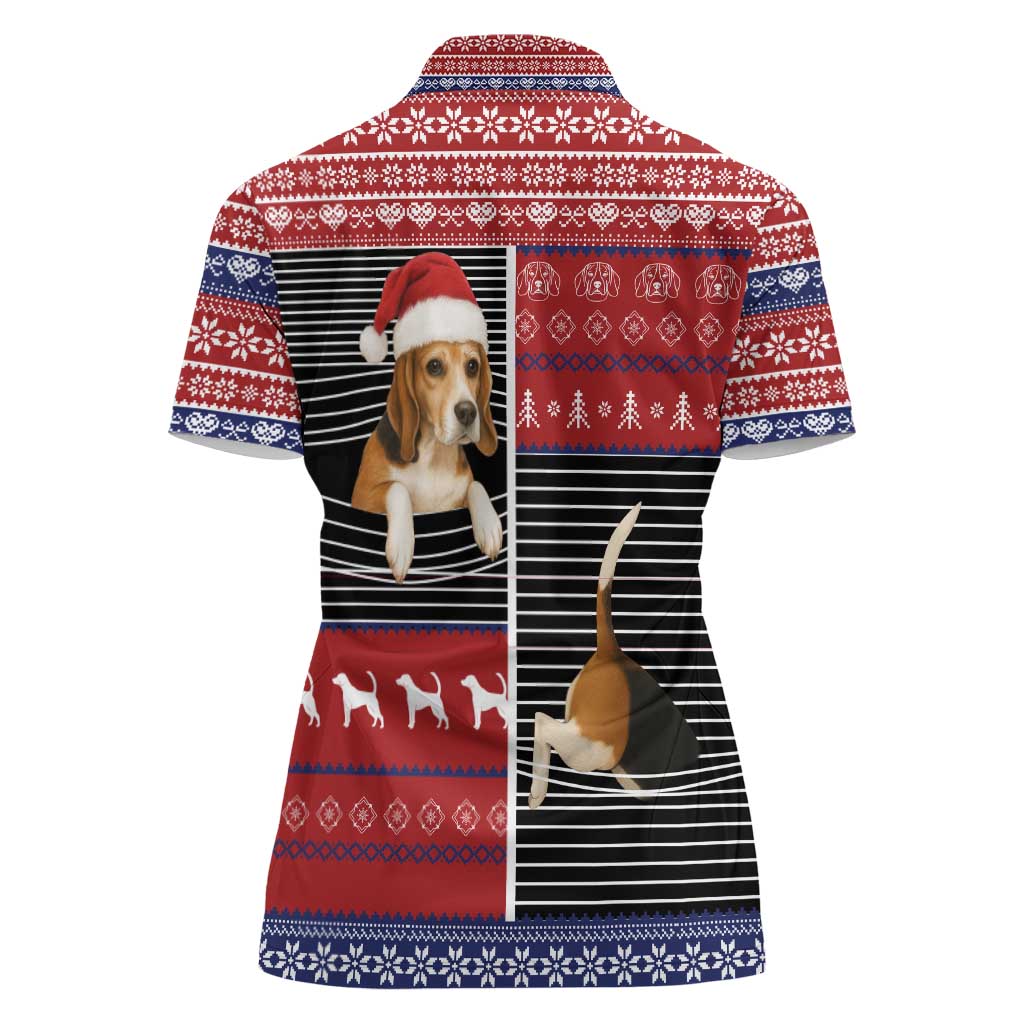 Lovely Beagle Christmas Women Polo Shirt Xmas Holiday Patterns - Wonder Print Shop